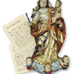 Dos saudosos tempos da juventude, Lucilia conservará especial devoção à Imaculada Conceição e ao Divino Espírito Santo – Imagem da Imaculada Conceição que pertenceu a Dona Lucilia, e fac-símile da oração ao Espírito Santo por ela rezada – Fotos: Reprodução