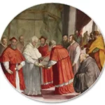 “São Jerônimo entrega a São Dâmaso a tradução dos Evangelhos”, por Alessandro Allori – Igreja de Santa Maria Novella, Florença (Itália) – Foto: Reprodução